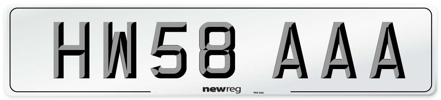 HW58 AAA Number Plate from New Reg